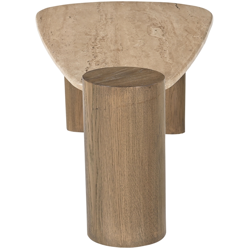 Meridian Furniture Taverna Natural Travertine Top And Oak Wood Base Coffee Table