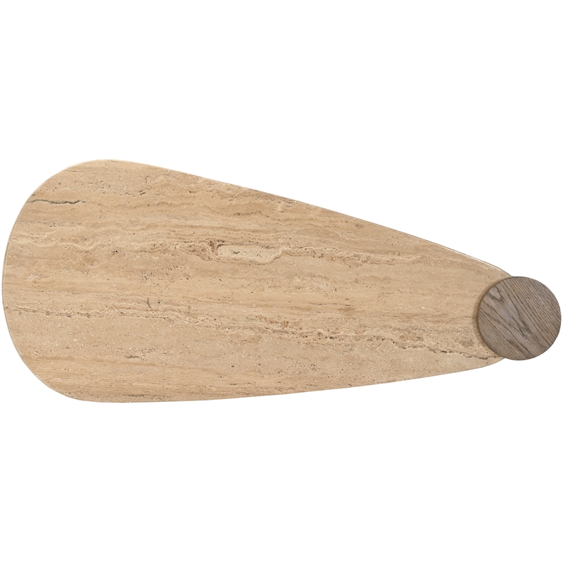 Meridian Furniture Taverna Natural Travertine Top And Oak Wood Base Coffee Table