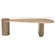 Meridian Furniture Taverna Natural Travertine Top And Oak Wood Base Coffee Table
