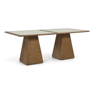 Meridian Furniture Atrium 78&quot Brown Glass Top And Wood Base Dining Table