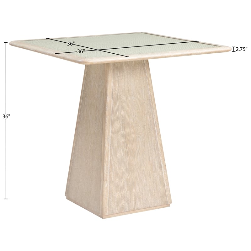 Meridian Furniture Atrium Natural Glass Top And Wood Base Counter Height Table