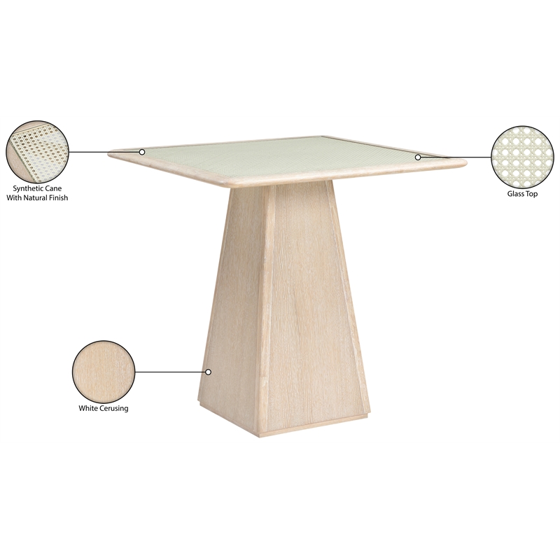 Meridian Furniture Atrium Natural Glass Top And Wood Base Counter Height Table