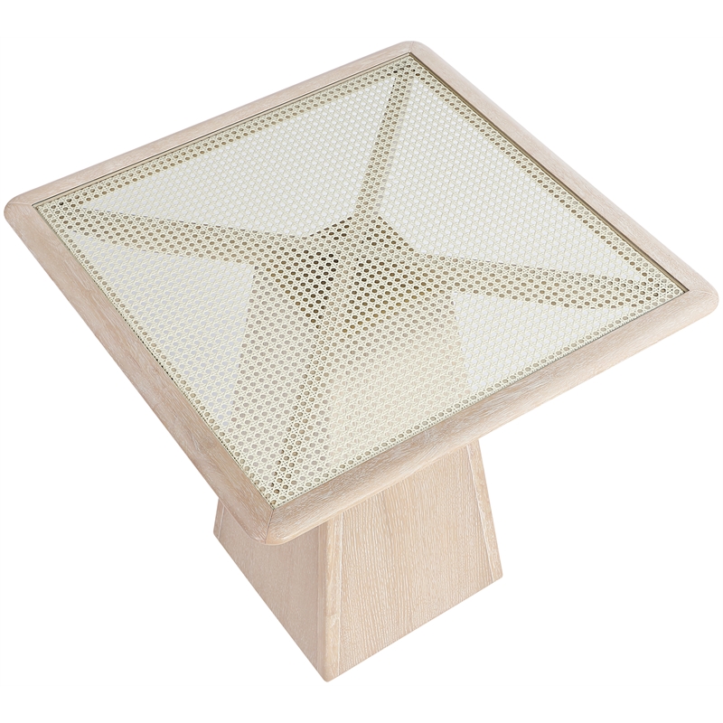 Meridian Furniture Atrium Natural Glass Top And Wood Base Counter Height Table