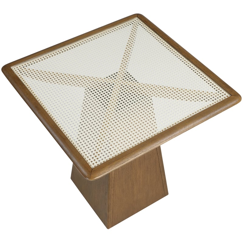 Meridian Furniture Atrium Brown Glass Top And Wood Base Counter Height Table