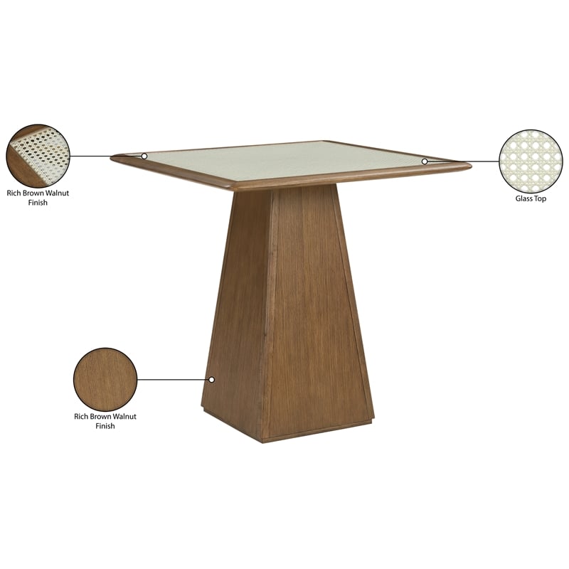 Meridian Furniture Atrium Brown Glass Top And Wood Base Counter Height Table