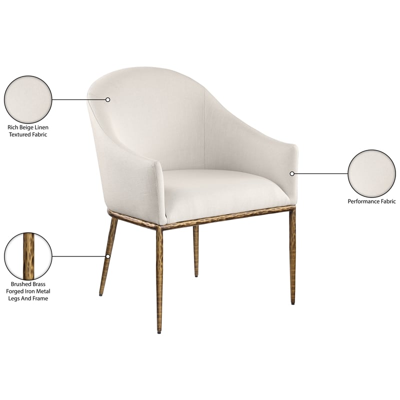 Meridian Furniture Ferro Beige Linen Textured Performance Fabric Dining AC