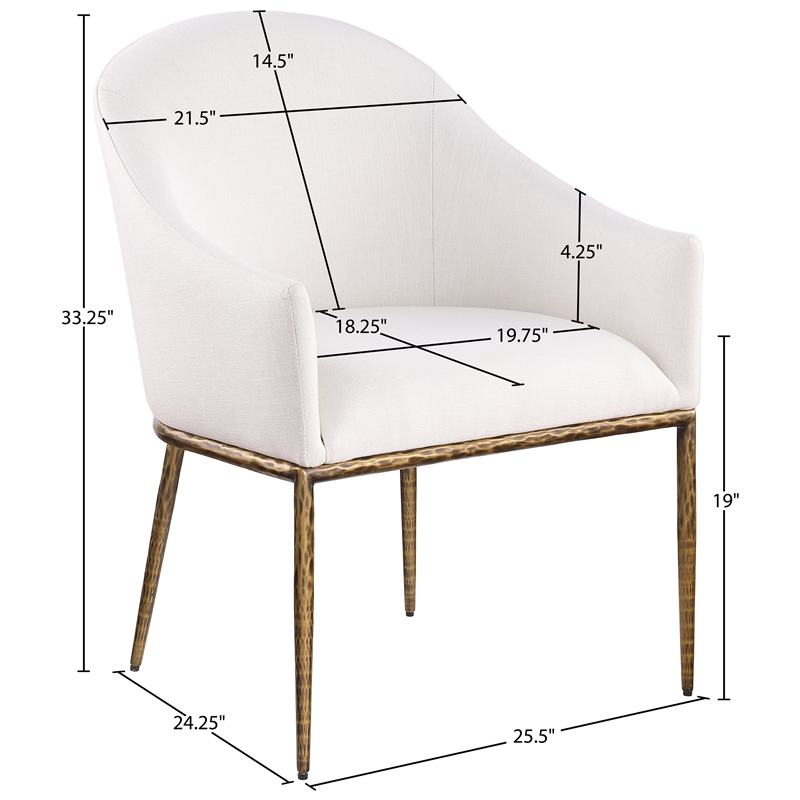 Meridian Furniture Ferro Cream Linen Textured Performance Fabric Dining AC