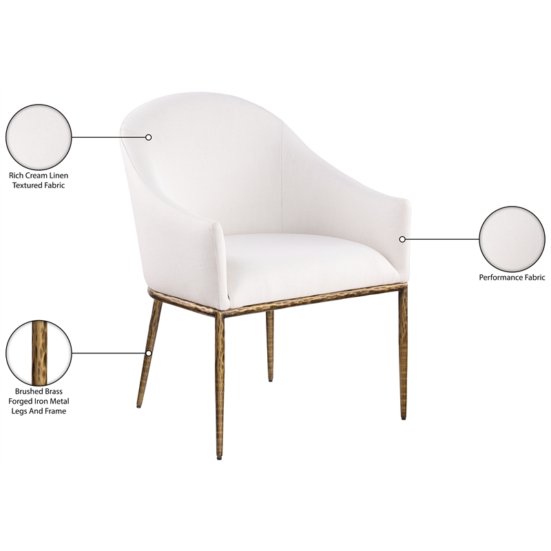 Meridian Furniture Ferro Cream Linen Textured Performance Fabric Dining AC