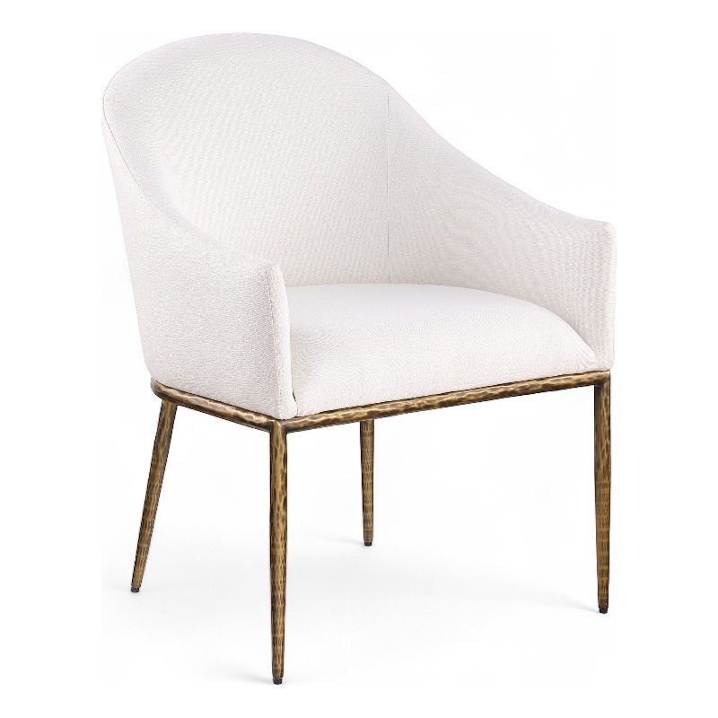 Meridian Furniture Ferro Cream Linen Textured Performance Fabric Dining AC