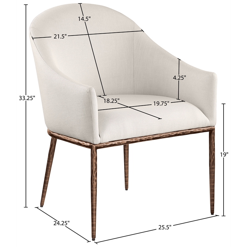 Meridian Furniture Ferro Beige Linen Textured Performance Fabric Dining AC