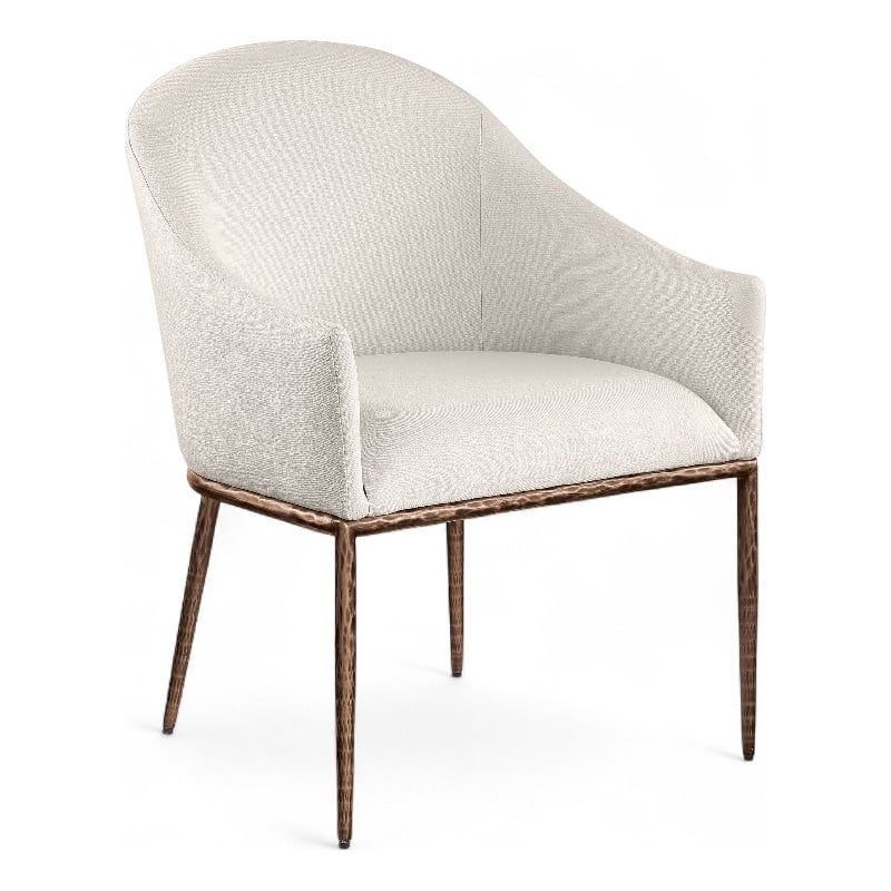 Meridian Furniture Ferro Beige Linen Textured Performance Fabric Dining AC