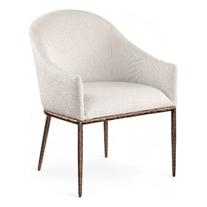 Meridian Furniture Ferro Beige Linen Textured Performance Fabric Dining AC