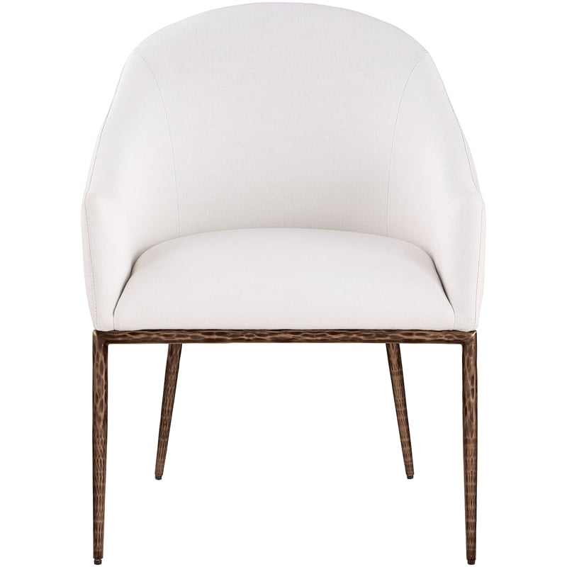 Meridian Furniture Ferro Cream Linen Textured Performance Fabric Dining AC