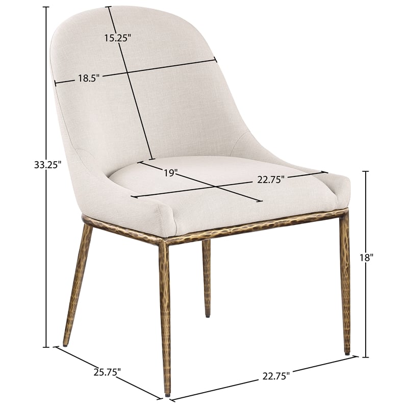 Meridian Furniture Ferro Beige Linen Textured Performance Fabric Dining SC