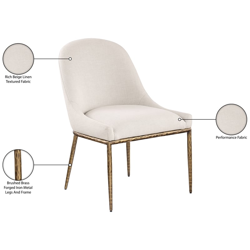 Meridian Furniture Ferro Beige Linen Textured Performance Fabric Dining SC