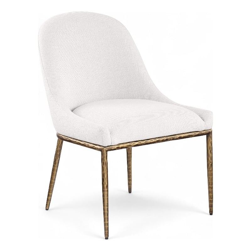 Meridian Furniture Ferro Cream Linen Textured Performance Fabric Dining SC