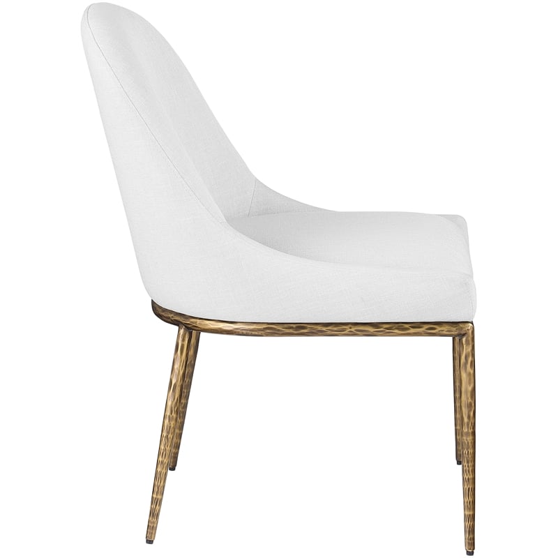 Meridian Furniture Ferro White Linen Textured Performance Fabric Dining SC
