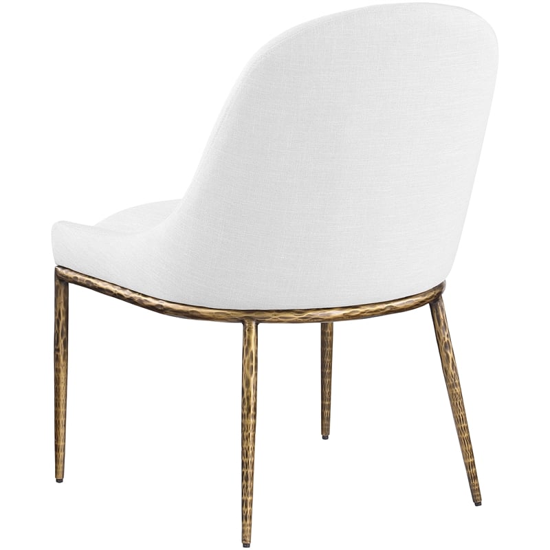 Meridian Furniture Ferro White Linen Textured Performance Fabric Dining SC