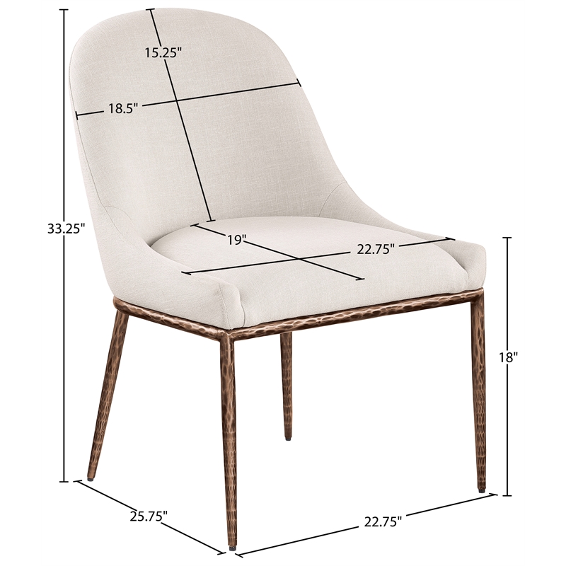 Meridian Furniture Ferro Beige Linen Textured Performance Fabric Dining SC