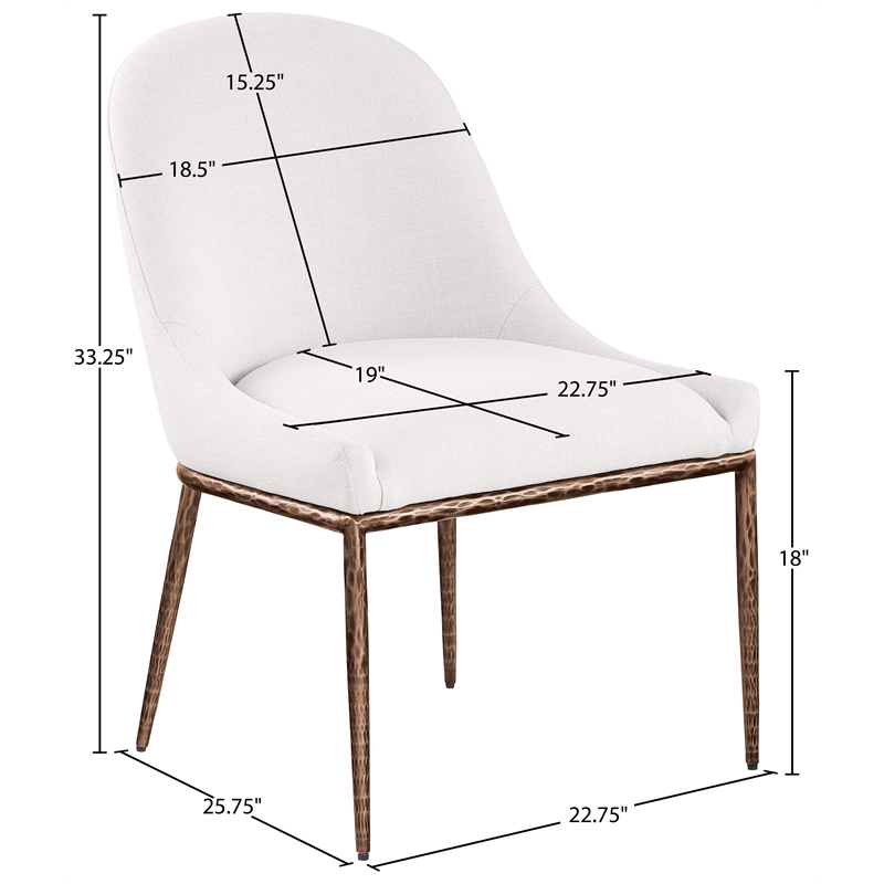 Meridian Furniture Ferro Cream Linen Textured Performance Fabric Dining SC