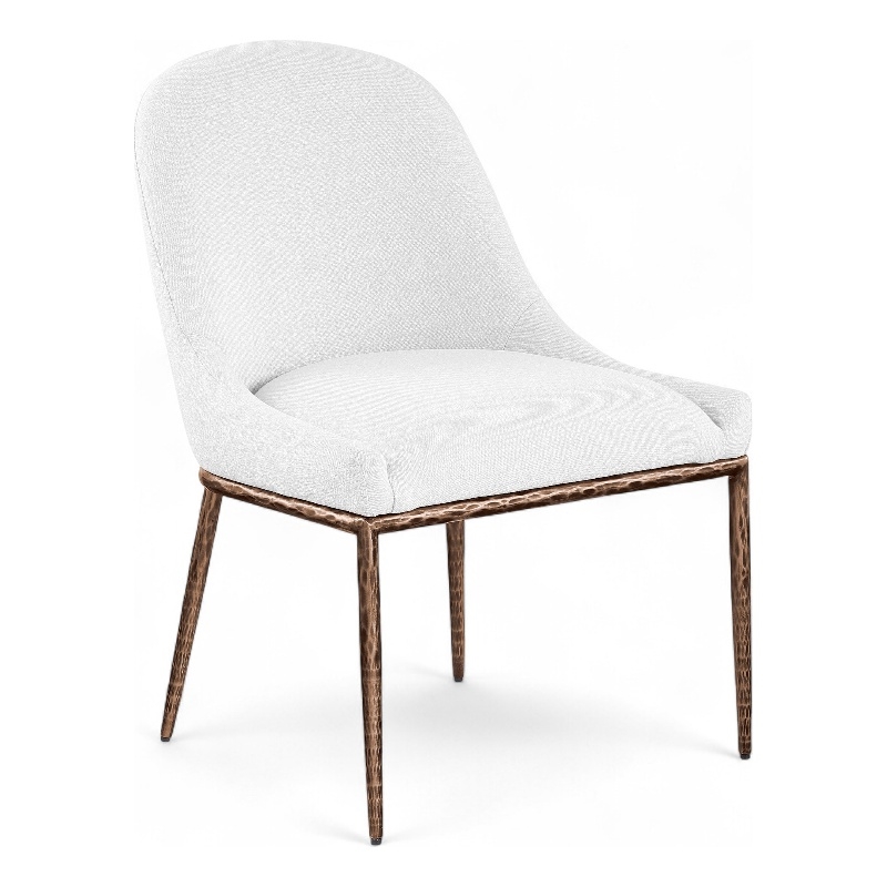 Meridian Furniture Ferro White Linen Textured Performance Fabric Dining SC