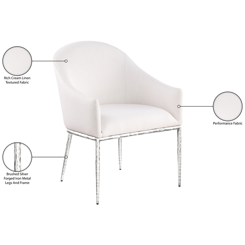 Meridian Furniture Ferro Cream Linen Textured Performance Fabric Dining AC