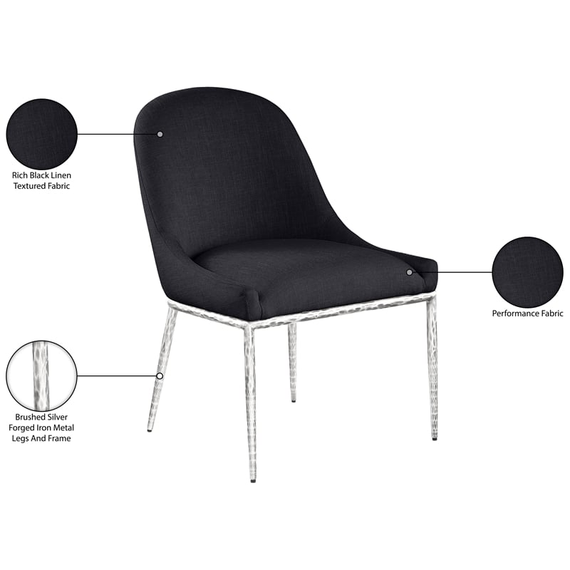 Meridian Furniture Ferro Black Linen Textured Performance Fabric Dining SC