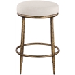 Meridian Furniture Ferro Beige Linen Textured Performance Fabric Counter Stool