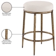 Meridian Furniture Ferro Beige Linen Textured Performance Fabric Counter Stool