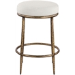 Meridian Furniture Ferro Cream Linen Textured Performance Fabric Counter Stool
