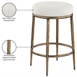 Meridian Furniture Ferro Cream Linen Textured Performance Fabric Counter Stool