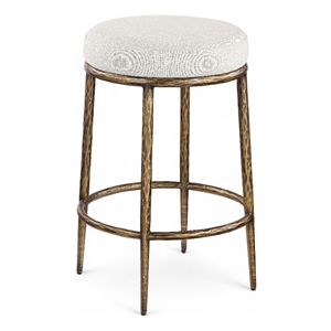 Meridian Furniture Ferro Cream Linen Textured Performance Fabric Counter Stool