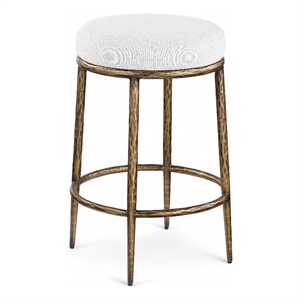 Meridian Furniture Ferro White Linen Textured Performance Fabric Counter Stool