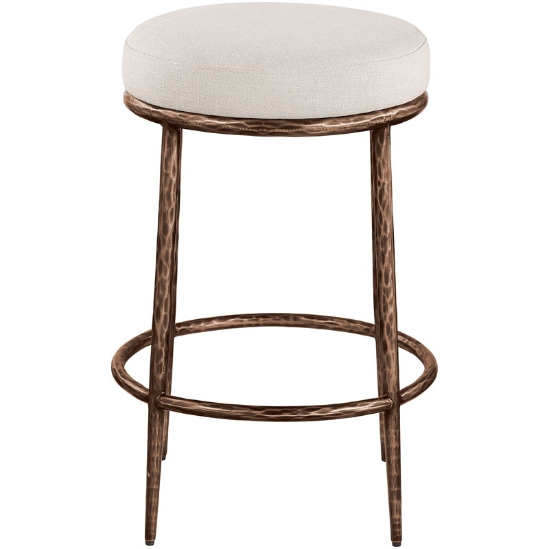 Meridian Furniture Ferro Beige Linen Textured Performance Fabric Counter Stool
