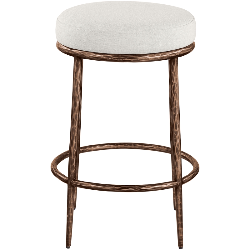 Meridian Furniture Ferro Cream Linen Textured Performance Fabric Counter Stool