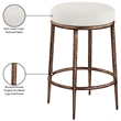 Meridian Furniture Ferro Cream Linen Textured Performance Fabric Counter Stool