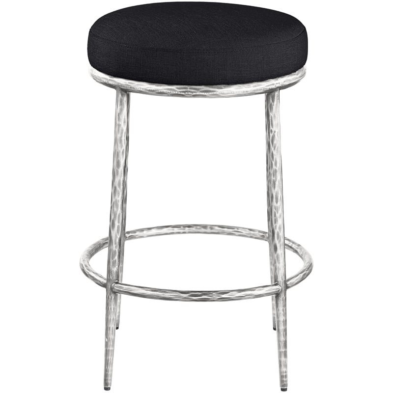 Meridian Furniture Ferro Black Linen Textured Performance Fabric Counter Stool