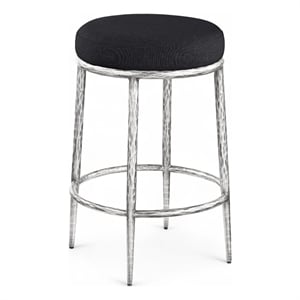 Meridian Furniture Ferro Black Linen Textured Performance Fabric Counter Stool