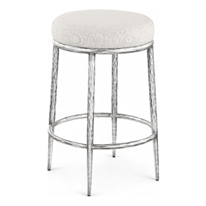 Meridian Furniture Ferro Cream Linen Textured Performance Fabric Counter Stool