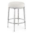 Meridian Furniture Ferro Cream Linen Textured Performance Fabric Counter Stool