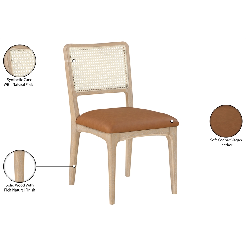 Meridian Furniture Atrium Cognac Vegan Leather Dining Chair (Set of 2)