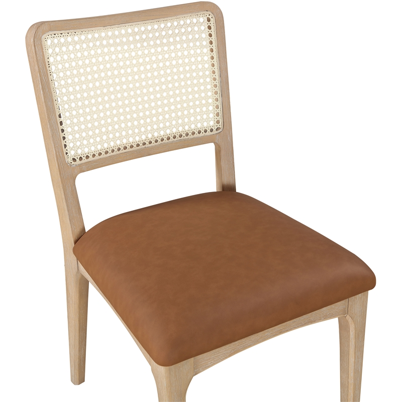 Meridian Furniture Atrium Cognac Vegan Leather Dining Chair (Set of 2)