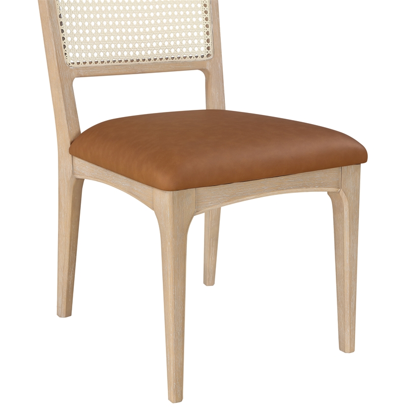 Meridian Furniture Atrium Cognac Vegan Leather Dining Chair (Set of 2)