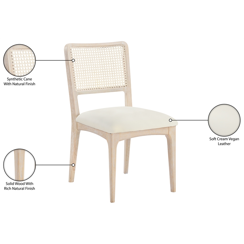 Meridian Furniture Atrium Cream Vegan Leather Dining Chair (Set of 2)