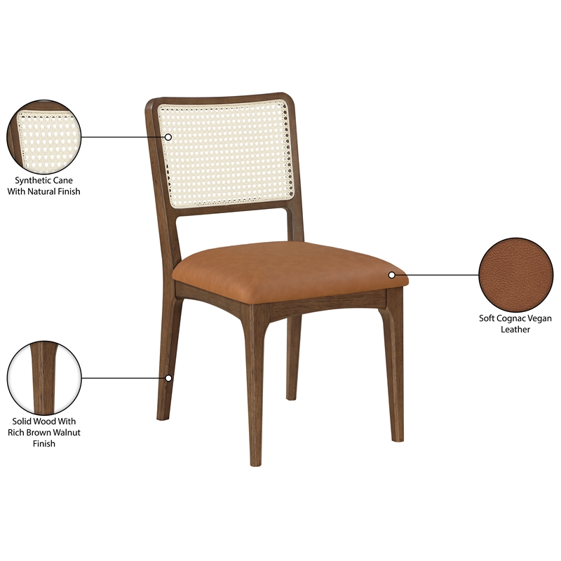 Meridian Furniture Atrium Cognac Vegan Leather Dining Chair (Set of 2)