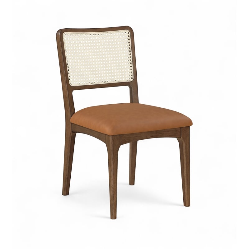 Meridian Furniture Atrium Cognac Vegan Leather Dining Chair (Set of 2)