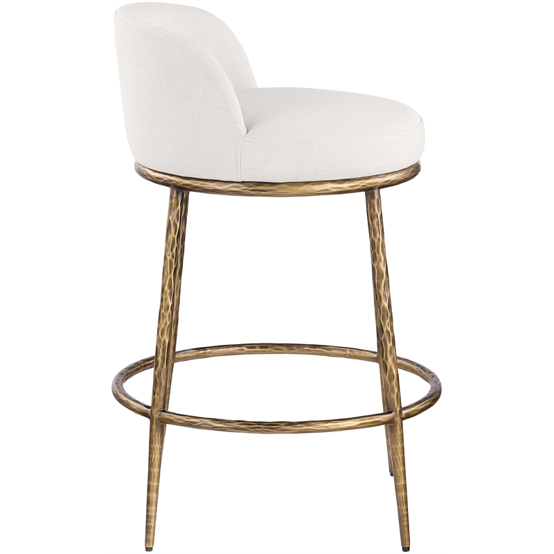 Meridian Furniture Ferro Cream Linen Textured Performance Fabric Counter Stool