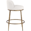 Meridian Furniture Ferro Cream Linen Textured Performance Fabric Counter Stool