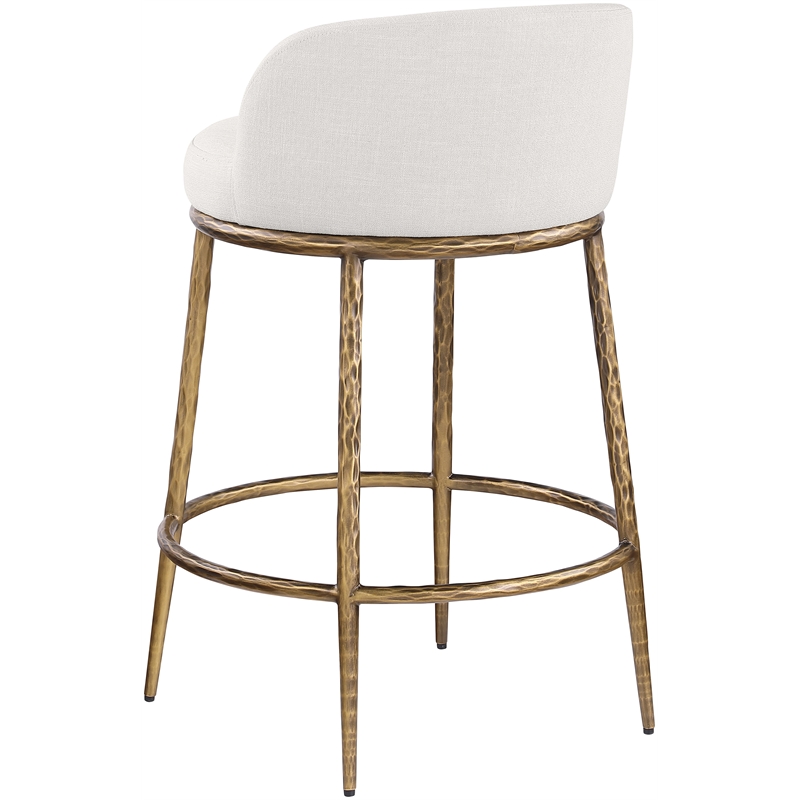 Meridian Furniture Ferro Cream Linen Textured Performance Fabric Counter Stool