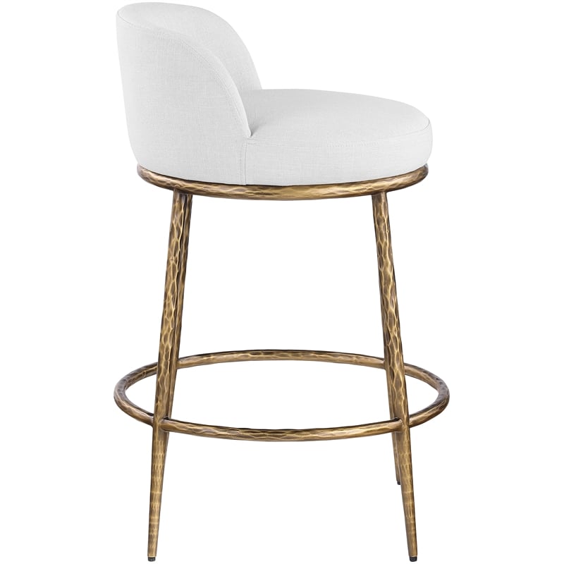 Meridian Furniture Ferro White Linen Textured Performance Fabric Counter Stool